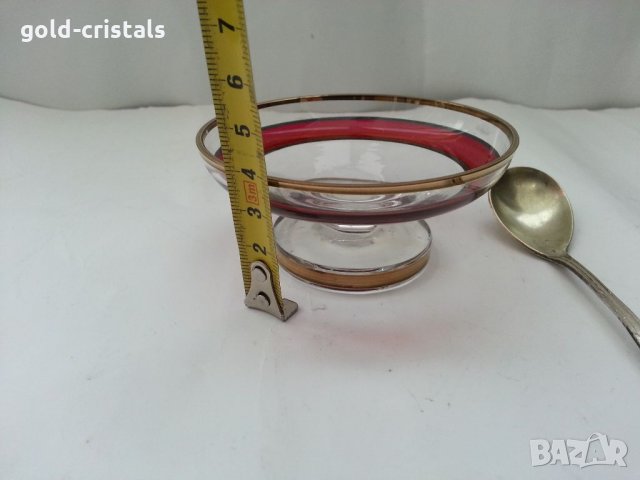Кристален съд за хайвер с посребрена лъжичка , снимка 4 - Антикварни и старинни предмети - 33422858