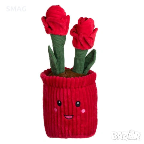 Плюшена саксия с рози за Свети Валентин Ø12x27 см_1257477