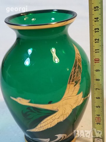 Стъклена ваза с позлата , снимка 5 - Вази - 38860134