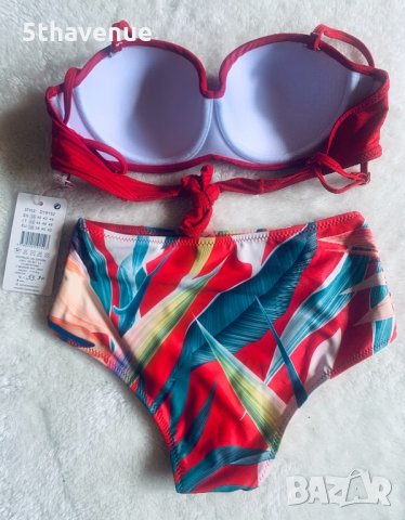 Нов бански комплект бриджитка бикина висока талия червен , снимка 2 - Бански костюми - 28587864