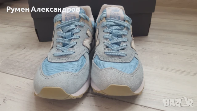 Сини дамски велурени маратонки New Balance 574 Classic р-р EUR38, снимка 12 - Маратонки - 51240649