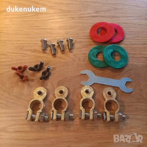 Комплект от 2 броя Бързоосвобождаващи клеми за акумулатор 12V – M8, месинг, антикорозионни подложки, снимка 7 - Аксесоари и консумативи - 52488923