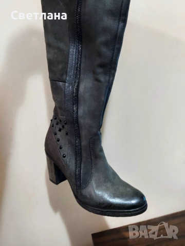 Нови ефектни ботуши в графит,36 номер, снимка 4 - Дамски ботуши - 52351928
