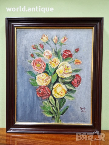 Чудесна антикварна майсторска авторска картина масло върху платно 