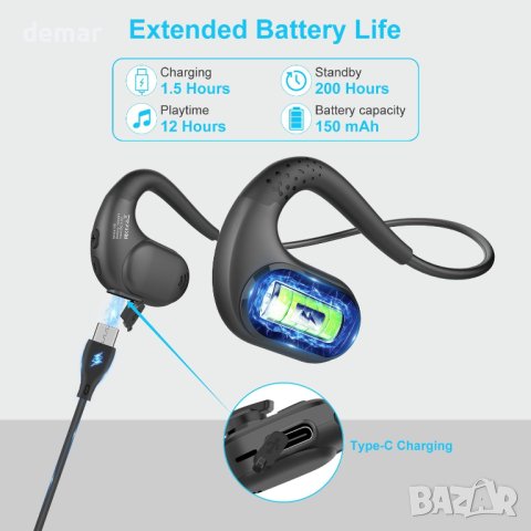 iDIGMALL Bluetooth 5.3 слушалки с магнитен подвижен микрофон, 12 часа, снимка 6 - Bluetooth слушалки - 42949766