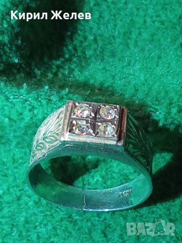 ФЛОРАЛНО ОРНАМЕНТИРАН СКЪПОЦЕНЕН АРТ ДЕКО ПРЪСТЕН СРЕБРО 800 МАЙСТОРСКА ИЗРАБОТКА с ЦИРКОНИ 25833, снимка 4 - Пръстени - 35826011