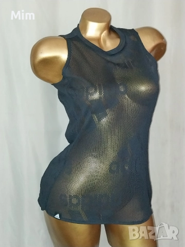 ADIDAS Черен потник мрежа с щампи лого 