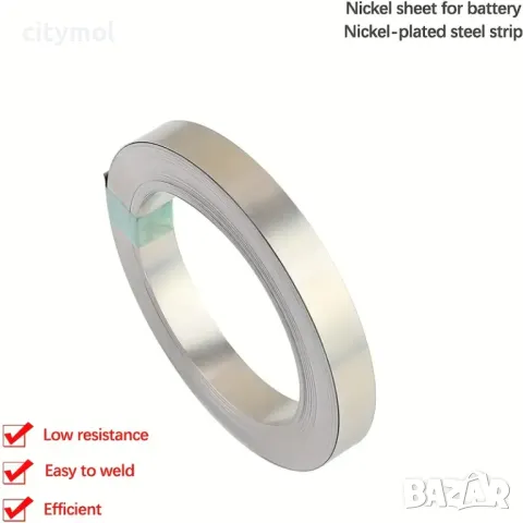 Никелова лента за акумулаторна точкова заварка 0.1х6мм дължина 10м, снимка 5 - Друга електроника - 49445672