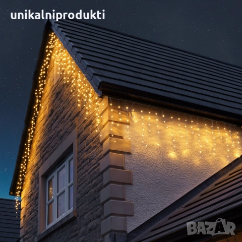 Външни коледни лампички завеса 4м 240 диода с гръмотевичен флаш ефект