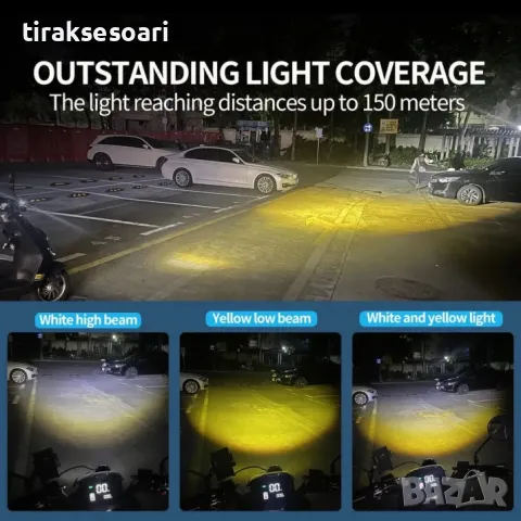  Универсален LED Диоден фар лупа къси дълги и халоген за мотор ATV Джип , снимка 6 - Аксесоари и консумативи - 49335777