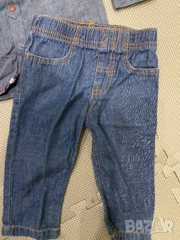 Нов пролетен комплект дънки с риза,12м, снимка 5 - Комплекти за бебе - 28520634