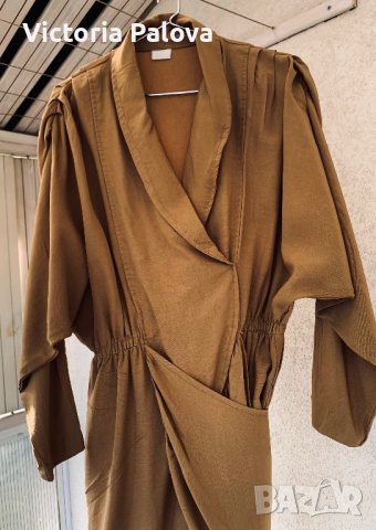 Бутикова рокля цвят горчица, снимка 4 - Рокли - 43636343