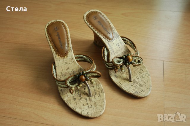 Летни дамски обувки – нови, имитация на корк, с платформа, беж, снимка 6 - Дамски ежедневни обувки - 27594353