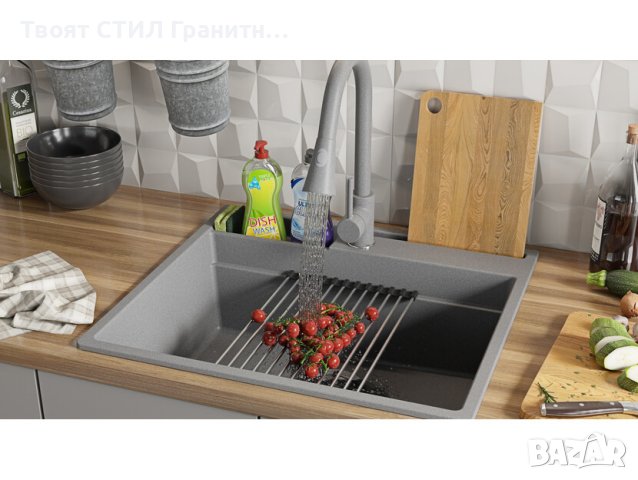 Кухненска Мивка от гранит модел Осло 40 Премиум 380 x 530 мм - сива, снимка 9 - Мивки - 41875260