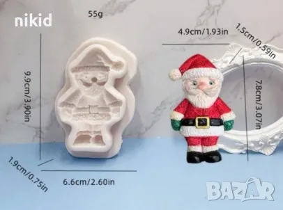 Изправен Дядо Коледа силиконов молд форма фондан шоколад украса декор торта гипс и др фигурка, снимка 3 - Форми - 47781129