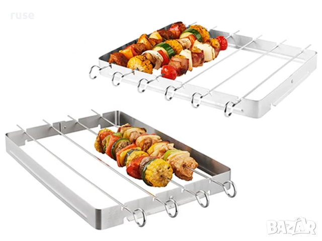 НОВИ! Дълги шишове за грил с поставка