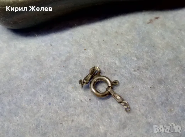 СТАРА СРЕБЪРНА ЗАКОПЧАЛКА СРЕБРО 925 ITALY с БЯЛА ПОЗЛАТА КАРАБИНКА За ГРИВНА КОЛИЕ ВЕРИЖКА 49932, снимка 3 - Други - 49525096