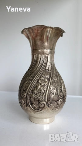 Vintage , масивна , метална , посребрена ваза . , снимка 2 - Декорация за дома - 52998048