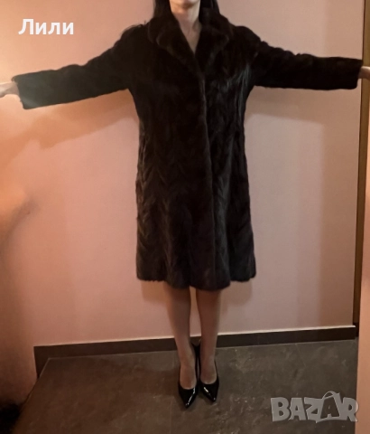 Тъмнокафяв визон/норка за зимата, Като Нов, без забележки, снимка 7 - Палта, манта - 52392867