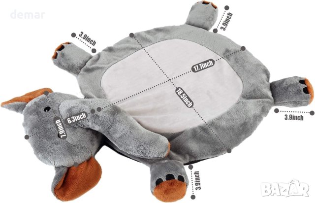 Плюшена постелка-слонче със симулатор на сърдечен ритъм за успокояване на куче, снимка 7 - За кучета - 43186976