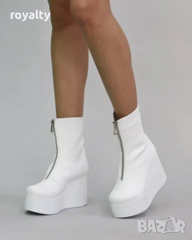 Боти на платформа - Кожа