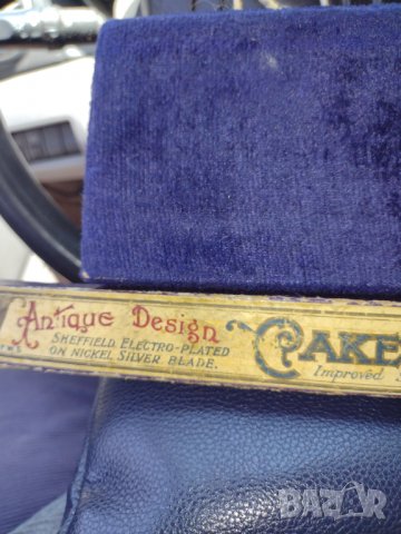 Продавам посребрен английски нож за торти, снимка 3 - Антикварни и старинни предмети - 37236242