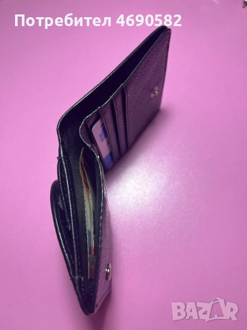 Черен портфейл от естествена кожа, снимка 3 - Портфейли, портмонета - 53179738