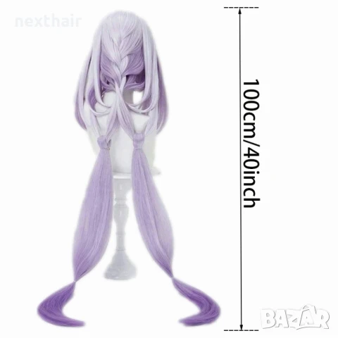 Аниме косплей розово лилава перука Honkai Star Rail Black Swan high quality cosplay, снимка 6 - Аксесоари за коса - 50451529