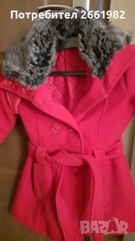 Кокетно червено палтенце за малка госпожица, снимка 3 - Детски якета и елеци - 38448944