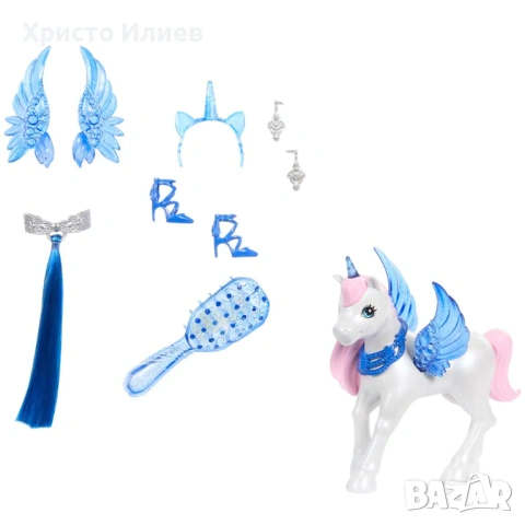 Кукла Барби с еднорог Barbie Юбилейна кукла 65 год Сапфирена принцеса с еднорог, снимка 3 - Кукли - 53404050