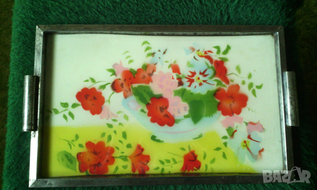 Уникален ретро поднос за сервиране. Плато. Антика. 38 см на 24 см, снимка 4 - Антикварни и старинни предмети - 36416280