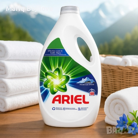Течен перилен препарат Ariel Mountain Spring, 60 пранета, снимка 6 - Перилни препарати и омекотители - 51626760