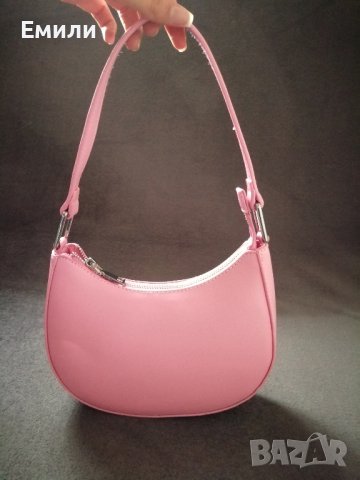 Малка дамска кожена чанта за рамо в розов цвят, снимка 7 - Чанти - 43733574