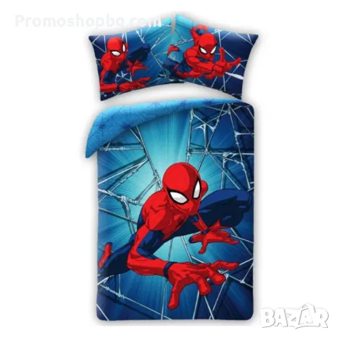 Спален комплект Спайдърмен, 100% памук, 2 части, 140x200 см, снимка 2 - Спално бельо - 47271620
