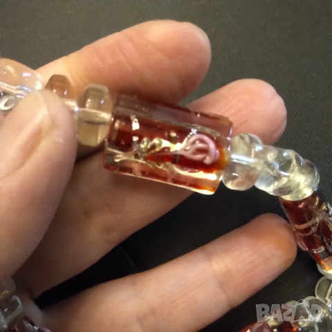 Изумителна антикварна огърлица стъкло ,кристал арт деко                          , снимка 7 - Колиета, медальони, синджири - 36500207