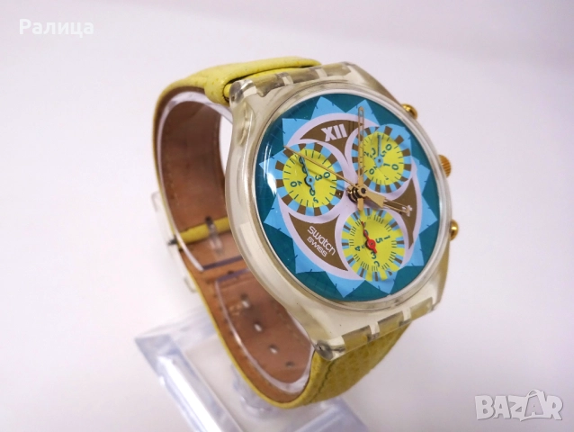 Неизползван мъжки кварцов часовник хронограф Swatch с механизъм ETA с 22 камъка, снимка 3 - Мъжки - 51882994