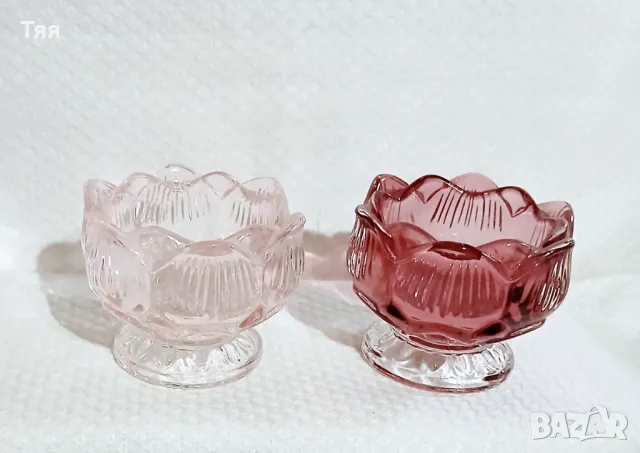 Свещници розово стъкло , снимка 8 - Декорация за дома - 50261078