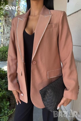 Блейзър с камъни в цвят камел, снимка 9 - Сака - 52316956