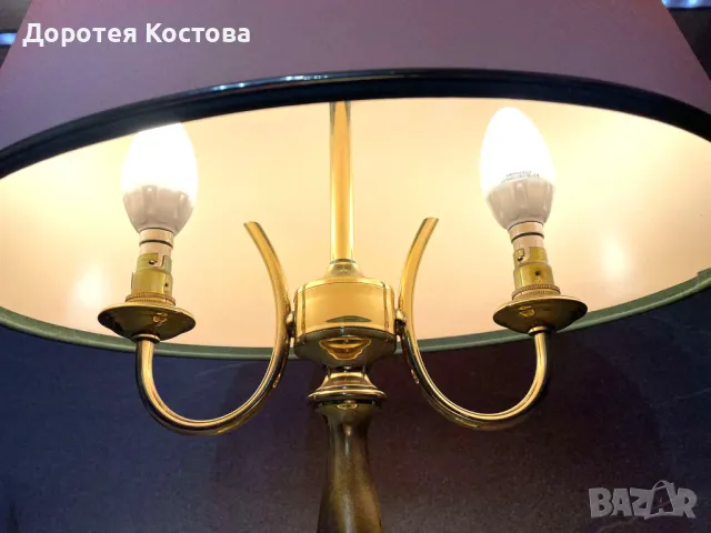 Красива двойна месингова лампа от Англия, снимка 11 - Антикварни и старинни предмети - 49104053