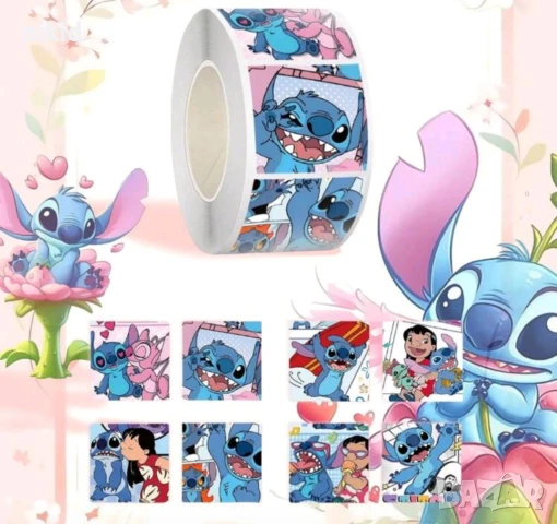 100 бр Стич Stitch Лило правоъгълни самозалепващи лепенки стикери за ръчна изработка за подарък, снимка 2 - Други - 51111409