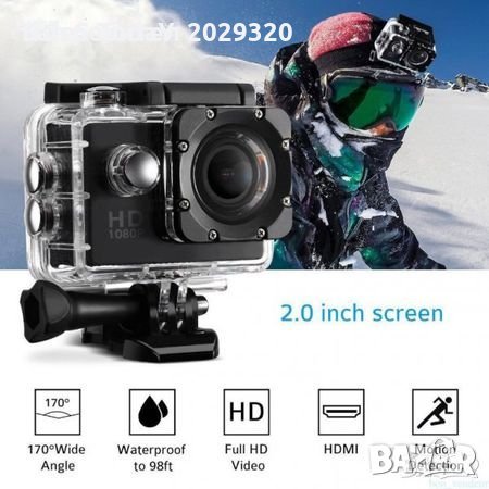 Екшън камера GoPro, модел SP1080p, водоустойчива, 1080P (1920 х 1080) Full HD, пълен комплект 