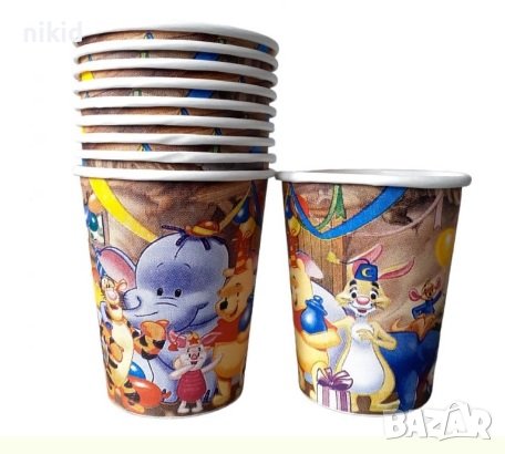 Мечо Пух тигър и приятели 10 бр картонени чаши парти рожден ден, снимка 5 - Чаши - 18487921