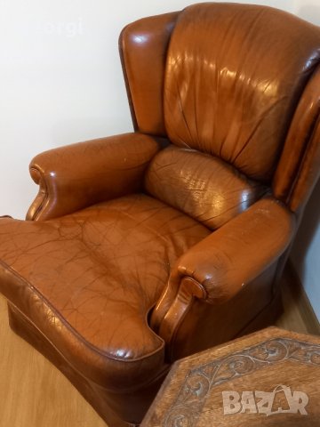 Ретро кресло от естествена кожа 
