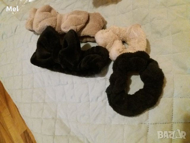 Плюшена лента за глава и скрънч