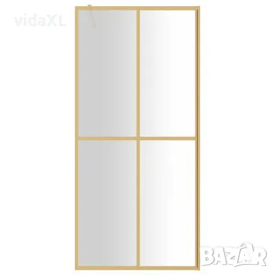 vidaXL Стена за душ с прозрачно ESG стъкло, златиста, 100x195 см(SKU:154947), снимка 3 - Други - 49450329