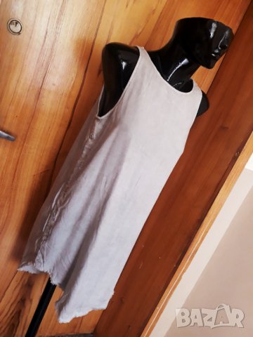 Сива широка рокля с реснички С/М, снимка 2 - Рокли - 33382133
