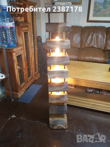 Масивна декоративна лампа от орех, снимка 6 - Настолни лампи - 32829927