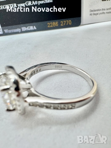 Сребърен пръстен с мойсанит (Диамант) 2 карата, снимка 8 - Пръстени - 52755515