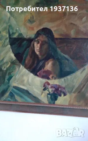 Стара картина масло върху платно опънато върху фазер подписана 1985 г, снимка 2 - Картини - 50223201
