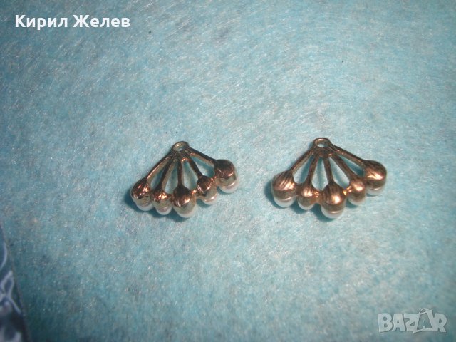 2 СТАРИ ПЕРЛЕНИ БРОНЗОВИ ЗЛАТИСТИ АРТ НУВО СТИЛ ВИСУЛКИ БИЖУТА НАКИТИ 26666, снимка 2 - Антикварни и старинни предмети - 34806061